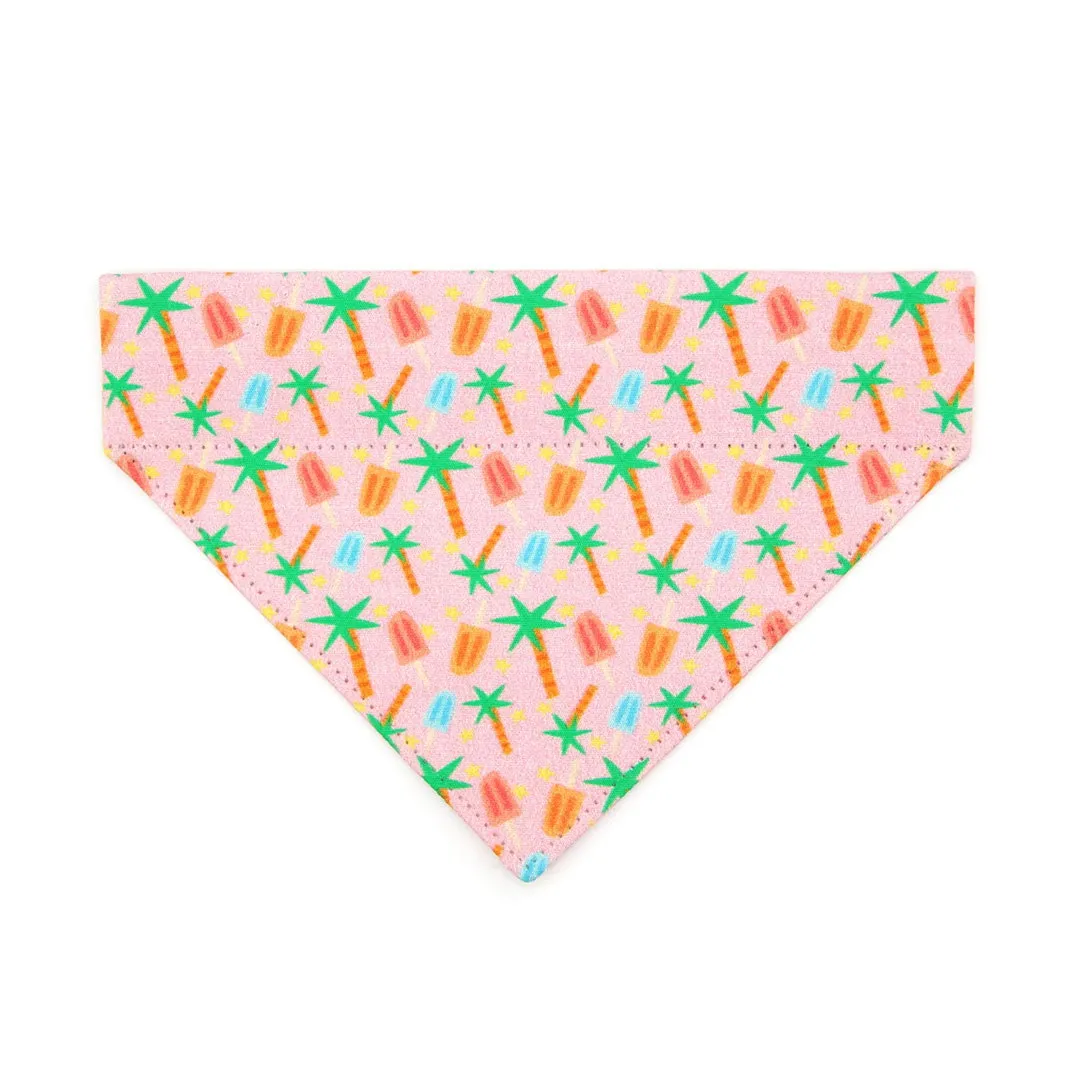 Popsicle Cat Bandana - "Palms & Popsicles - Pink" - Palm Tree Tropical Bandana for Cat   Small Dog / Summer, Ice Cream / Slide-On Over the Collar Bandana
