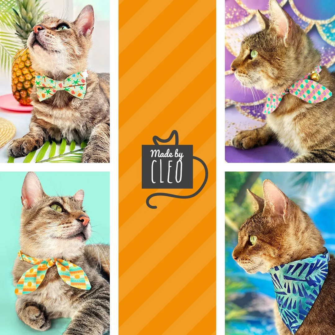 Purple Cat Bandana - "Splash - Purple Rain" - Raindrops Bandana for Cat   Small Dog / Storm Cloud, Emo Bandana / Slide-On Over the Collar Bandana