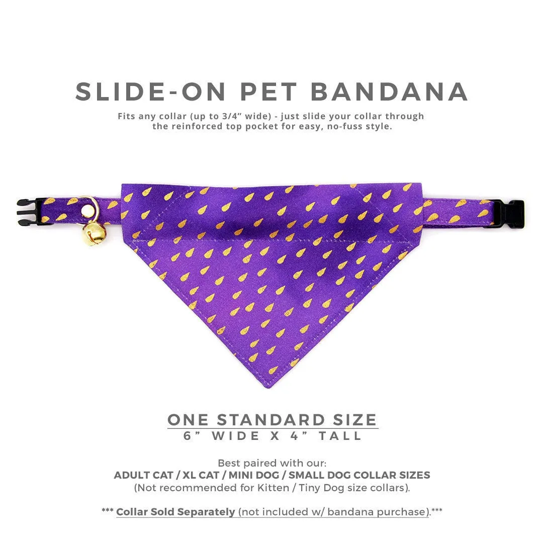 Purple Cat Bandana - "Splash - Purple Rain" - Raindrops Bandana for Cat   Small Dog / Storm Cloud, Emo Bandana / Slide-On Over the Collar Bandana
