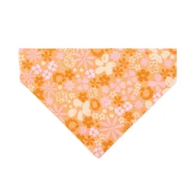Retro Cat Bandana - "Peachy Keen" - Pink Orange 60s Floral Bandana for Cat   Small Dog / Slide-On Over the Collar Bandana