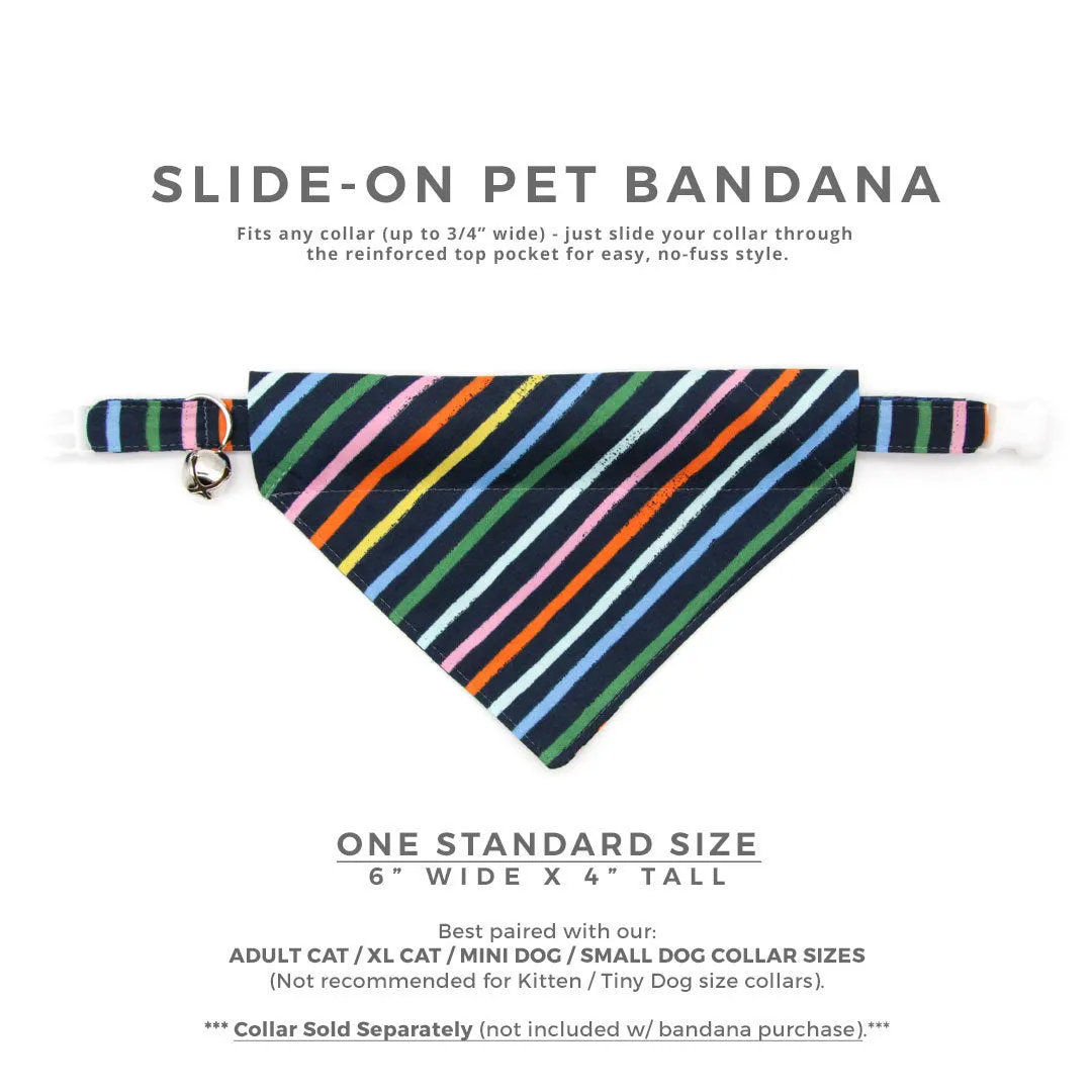 Rifle Paper Co® Cat Bandana - "Cape Cod" - Rainbow Stripe Bandana for Cat   Small Dog / Summer / Nautical / Slide-on Bandana / Over-the-Collar