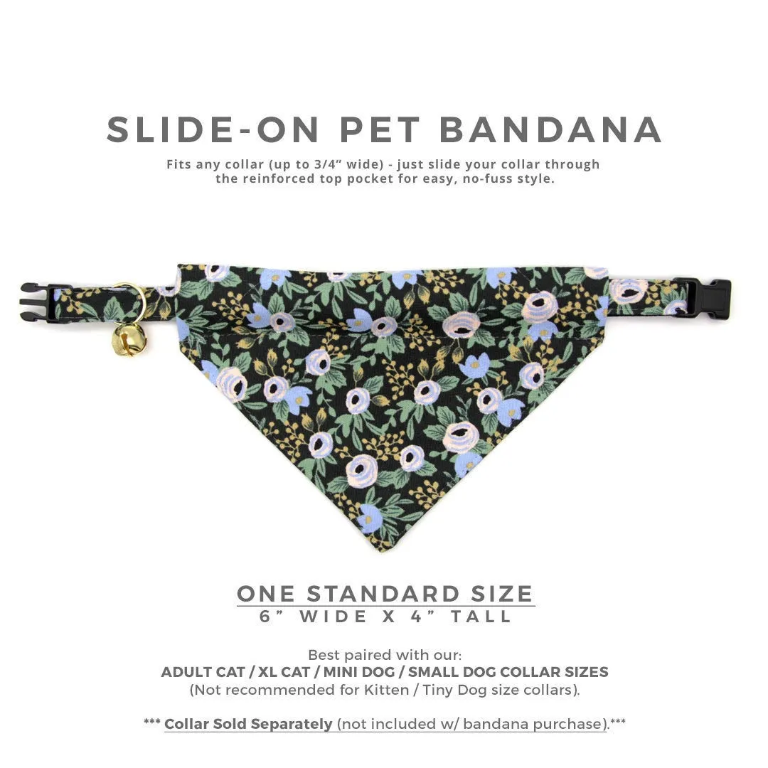 Rifle Paper Co® Pet Bandana - "Belladonna" - Black Floral Bandana for Cat   Small Dog / Slide-on Bandana / Over-the-Collar (One Size)