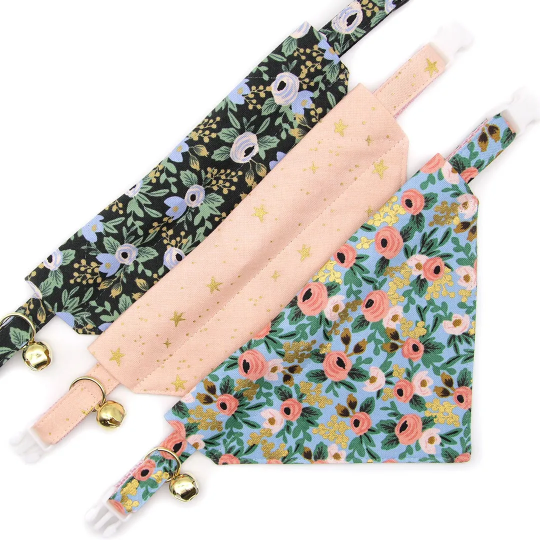 Rifle Paper Co® Pet Bandana - "Belladonna" - Black Floral Bandana for Cat   Small Dog / Slide-on Bandana / Over-the-Collar (One Size)