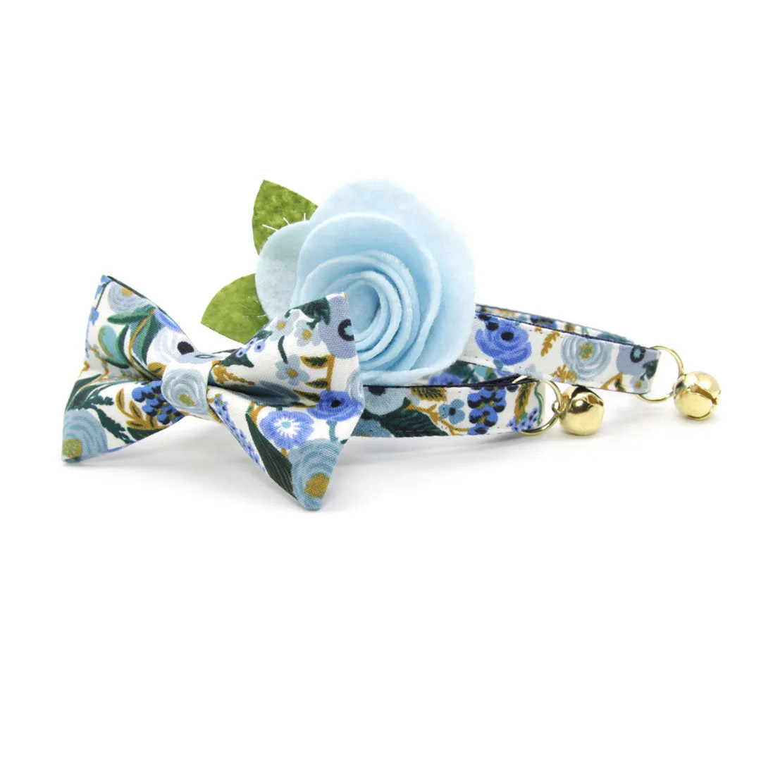 Rifle Paper Co® Pet Bandana - "Indigo Garden" - Blue Floral Bandana for Cat   Small Dog / Slide-on Bandana / Over-the-Collar (One Size)
