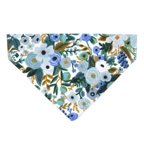 Rifle Paper Co® Pet Bandana - "Indigo Garden" - Blue Floral Bandana for Cat   Small Dog / Slide-on Bandana / Over-the-Collar (One Size)