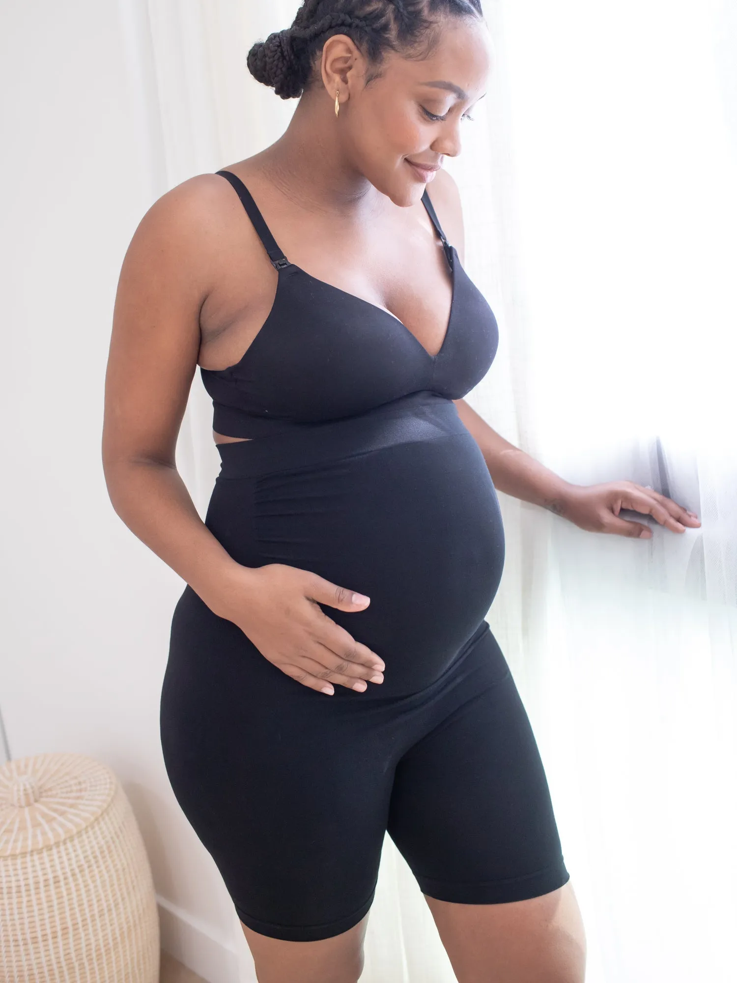 Seamless Bamboo Maternity Thigh Saver | Black