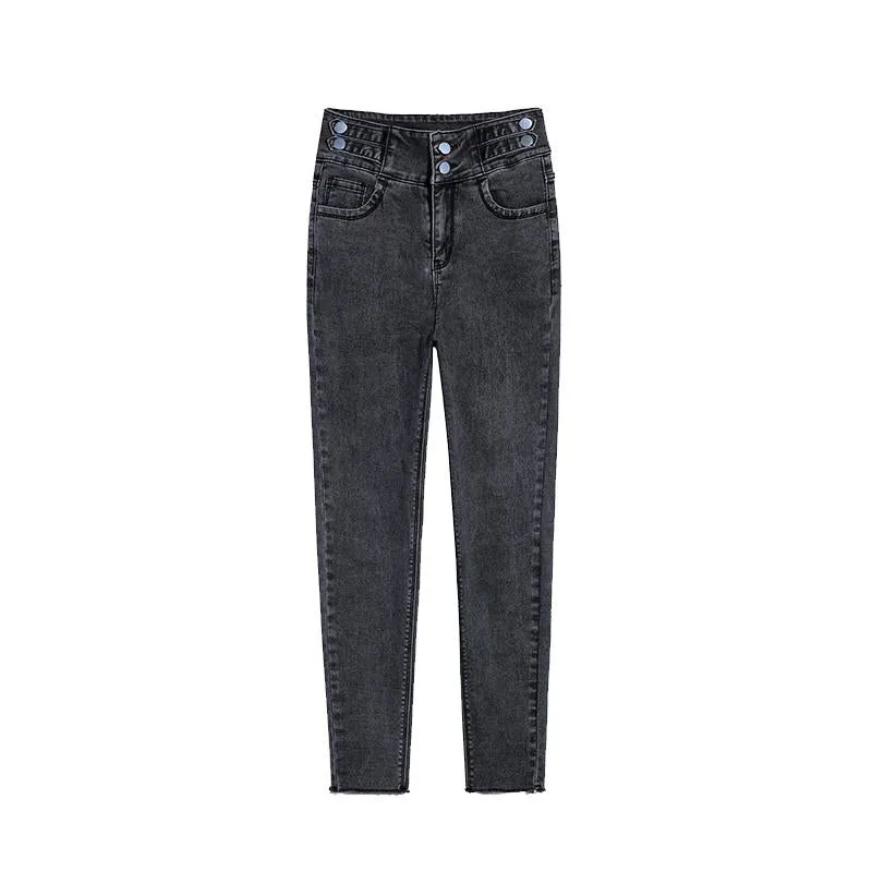Slimming High-Waisted Black Elasticity Pencil Slim-Fit Jeans