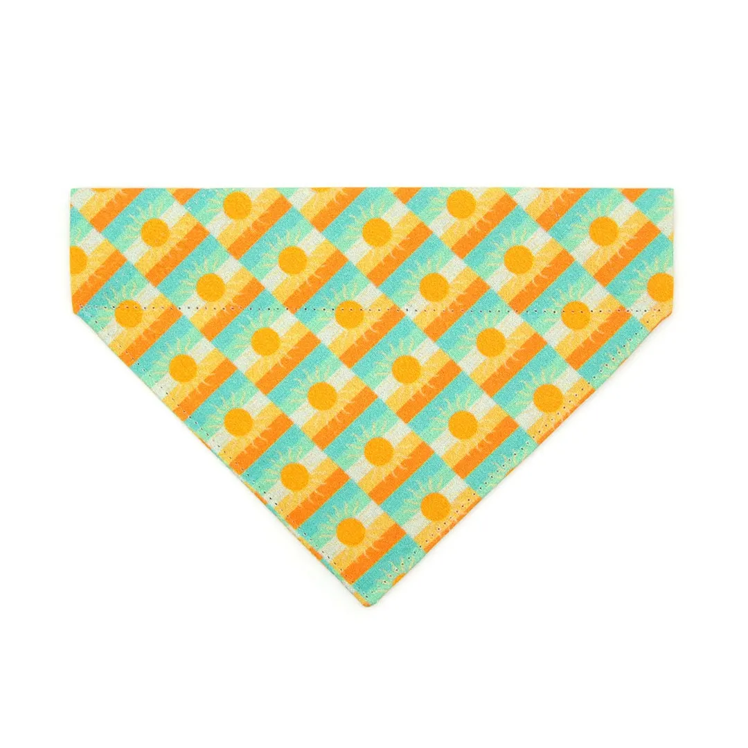 Sun Cat Bandana - "Sunrise" - Boho Retro Sunset Yellow Bandana for Cat   Small Dog / California, Desert, Summer Cat Bandana / Slide-On Over the Collar Bandana