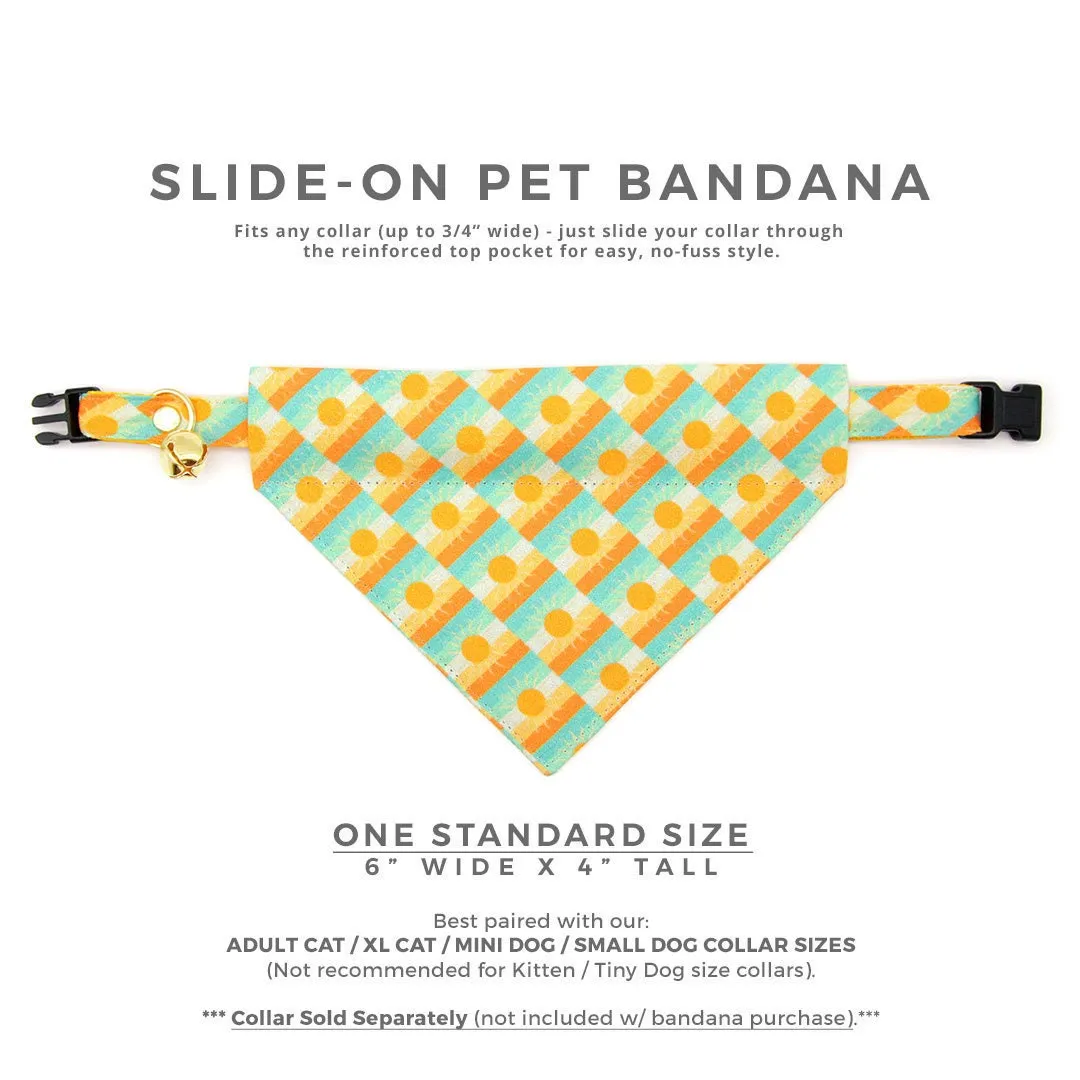 Sun Cat Bandana - "Sunrise" - Boho Retro Sunset Yellow Bandana for Cat   Small Dog / California, Desert, Summer Cat Bandana / Slide-On Over the Collar Bandana
