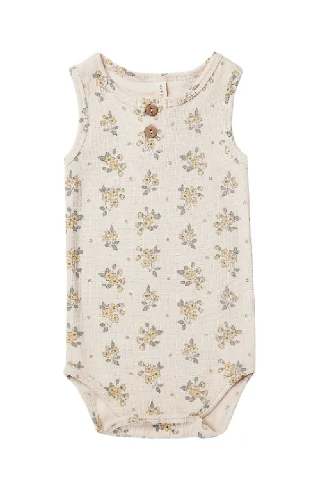 The Sleeveless Henley Bodysuit - Daisy Field - BABY