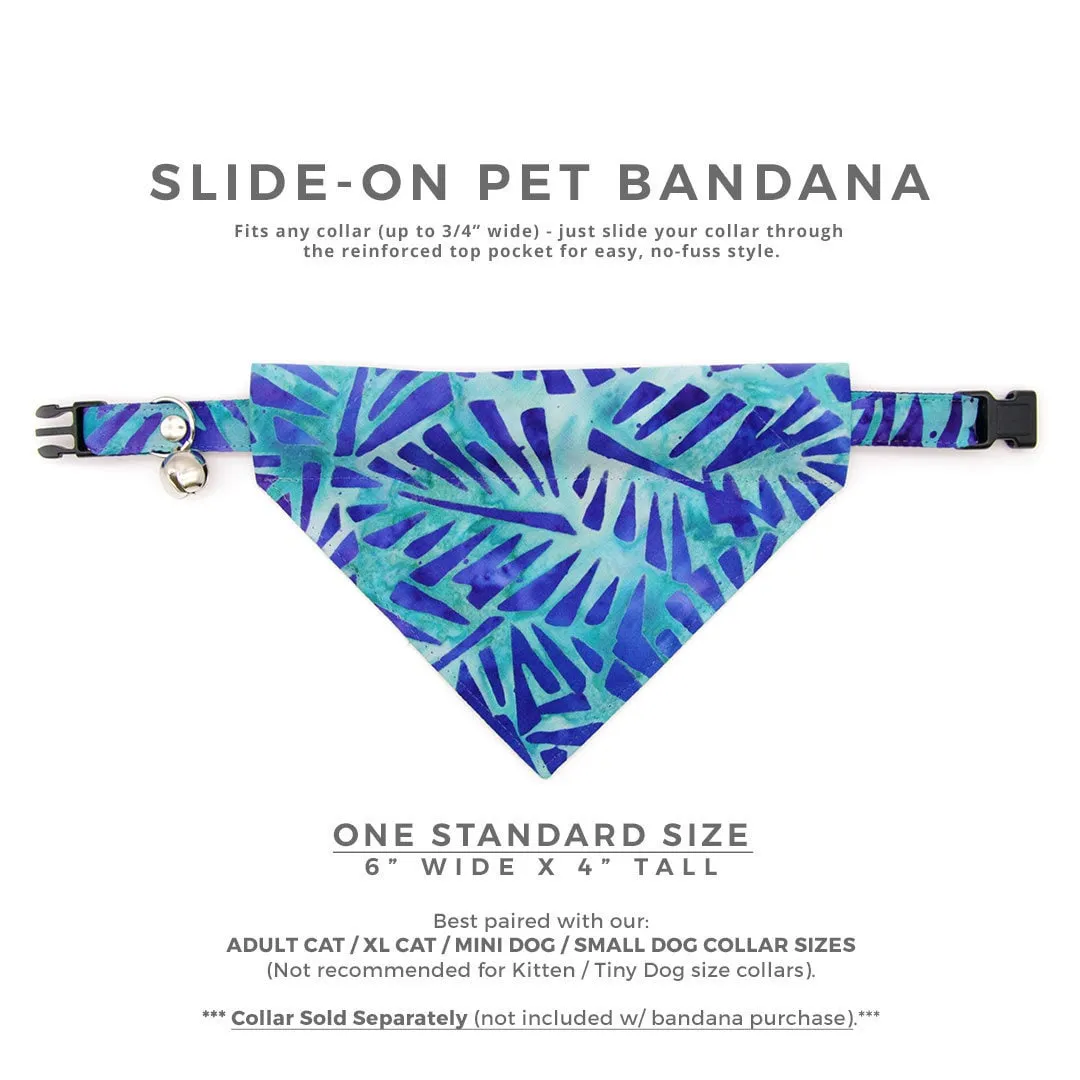 Tropical Cat Bandana - "Blue Lagoon" - Blue Bandana for Cat   Small Dog / Boy Cat, Beach, Ocean, Tiki, Summer, Hawaiian / Slide-On Over the Collar Bandana
