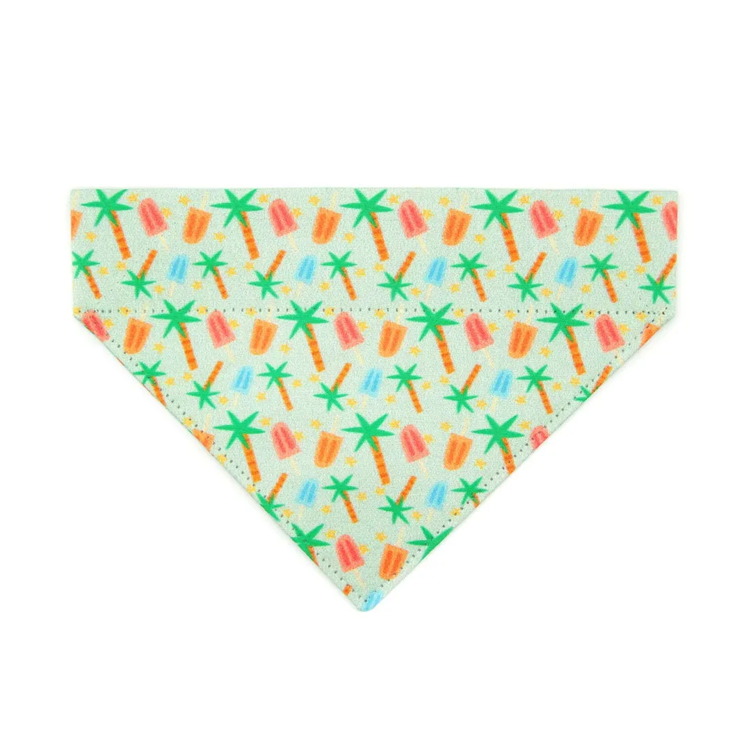 Tropical Cat Bandana - "Palms & Popsicles - Green" - Popsicle Palm Tree Bandana for Cat   Small Dog / Summer, Ice Cream / Slide-On Over the Collar Bandana