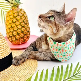 Tropical Cat Bandana - "Palms & Popsicles - Green" - Popsicle Palm Tree Bandana for Cat   Small Dog / Summer, Ice Cream / Slide-On Over the Collar Bandana