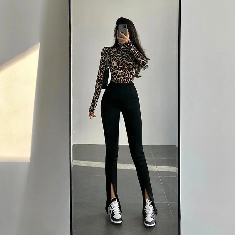 Turtleneck Long-Sleeve Jumpsuit