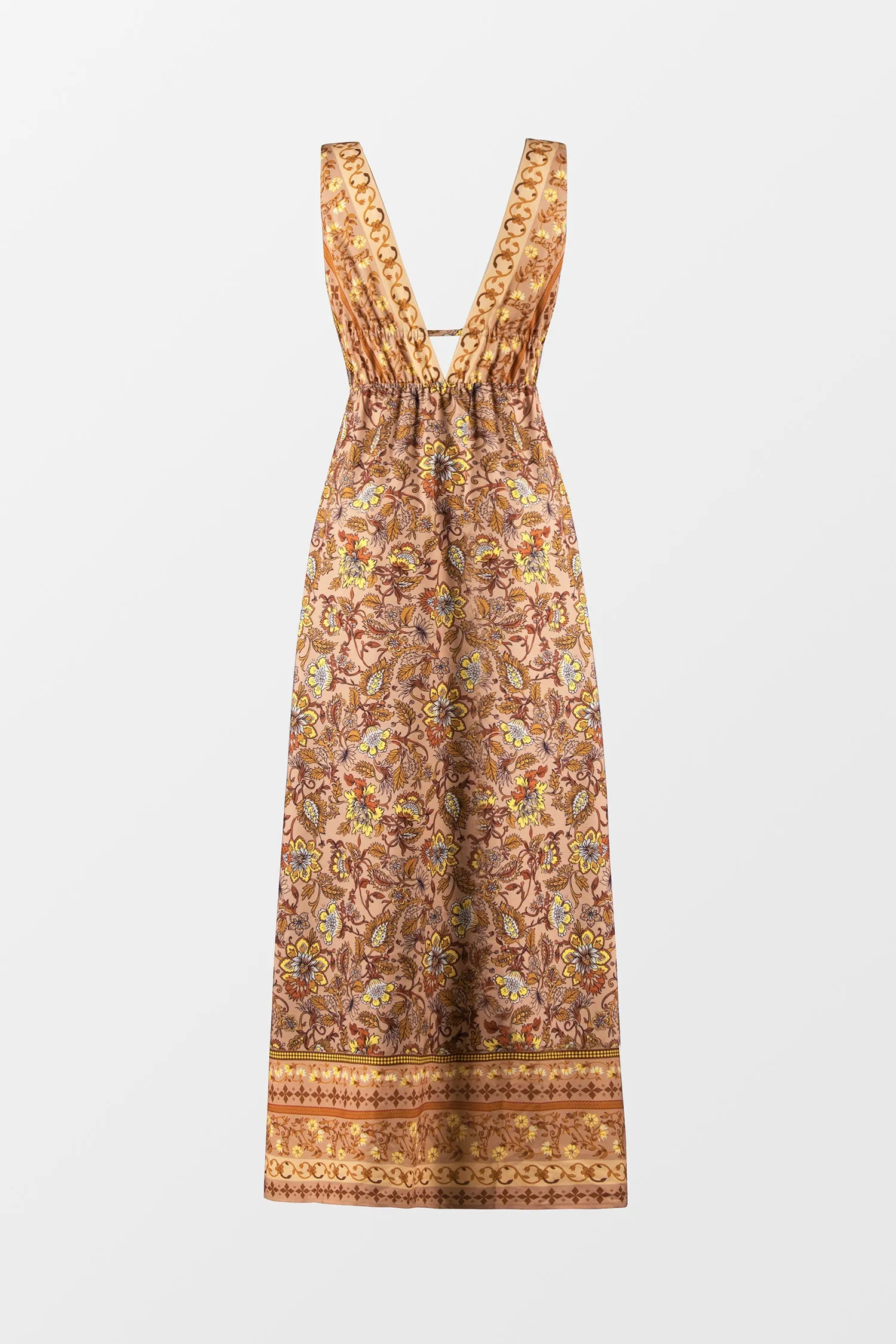 Vacation V Neck Paisley Print Maxi Dress