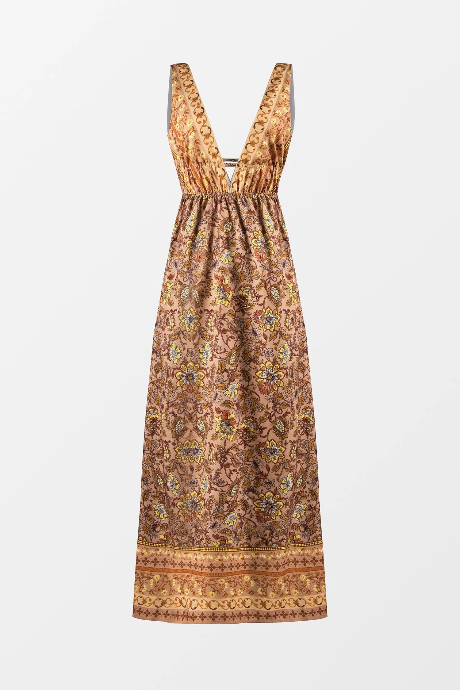 Vacation V Neck Paisley Print Maxi Dress