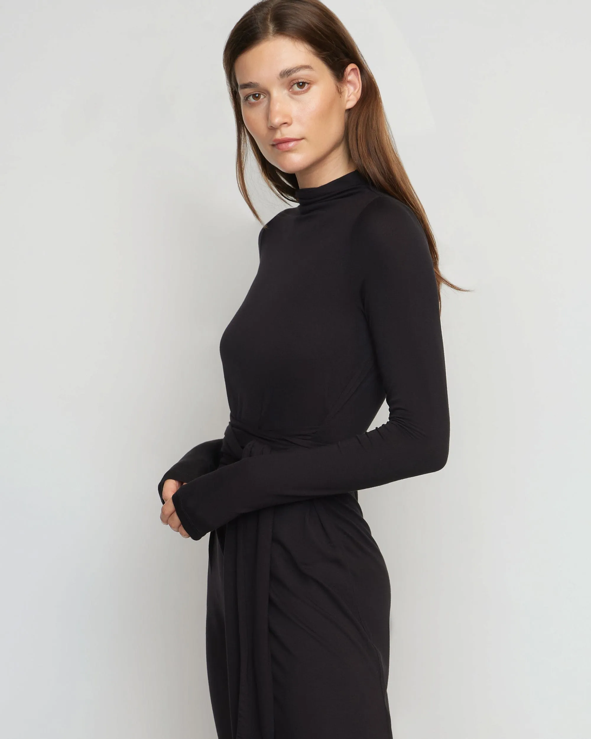 Vero Tie-Front Long-Sleeve Dress