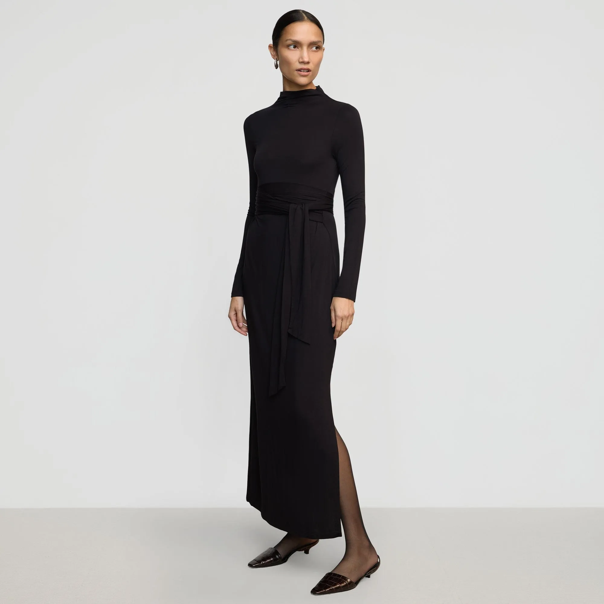 Vero Tie-Front Long-Sleeve Dress