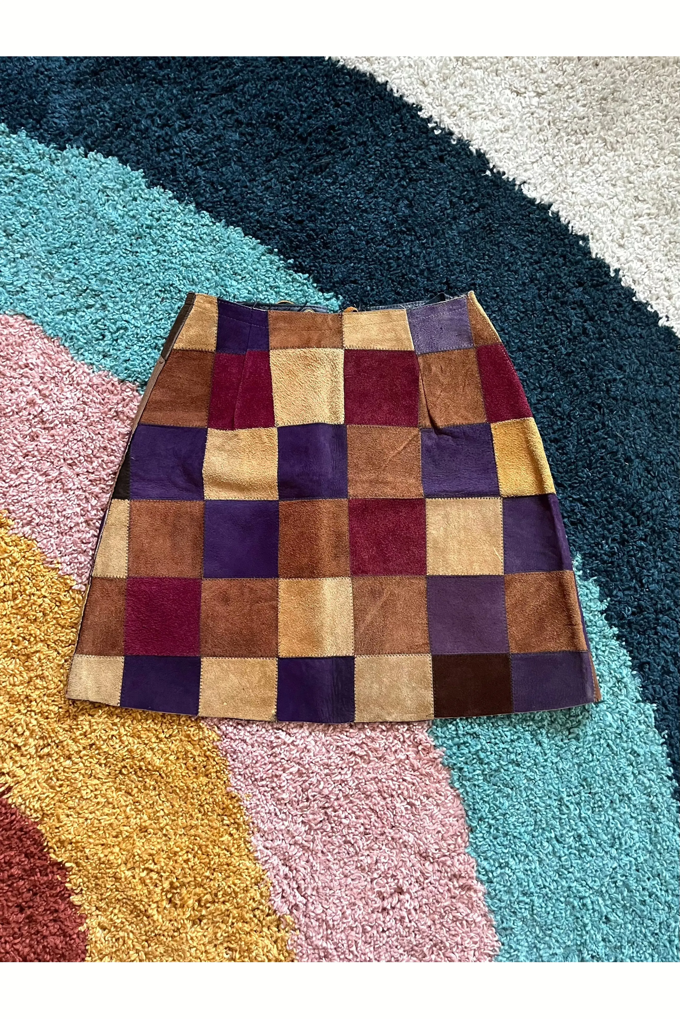 Vintage RARE Patchwork Suede Skirt