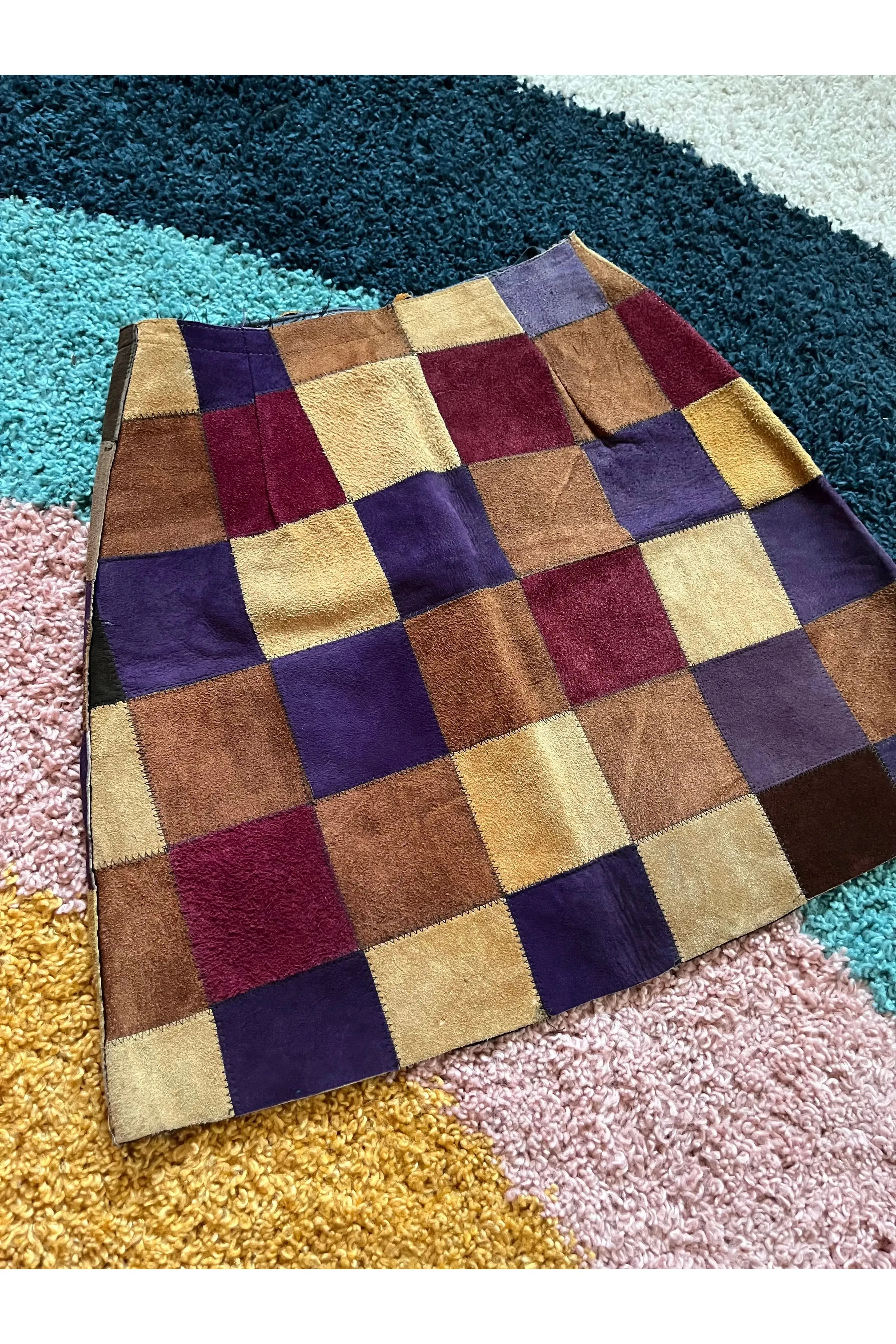 Vintage RARE Patchwork Suede Skirt