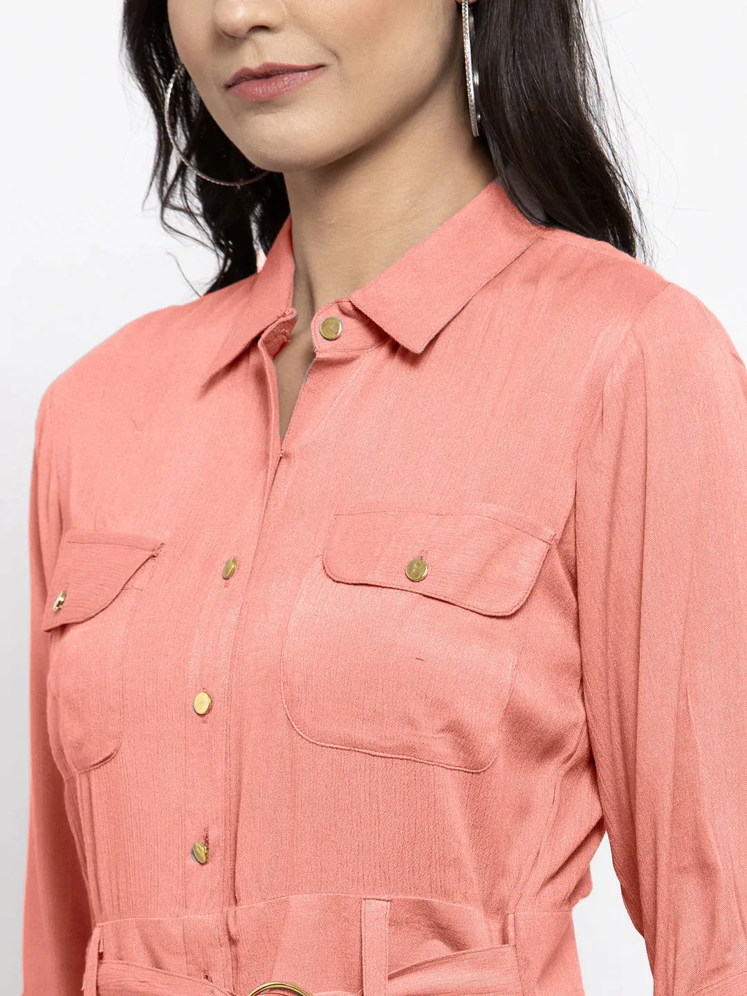 Women Peach Solid Jumpsuit