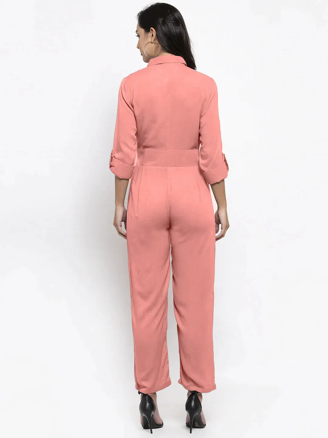Women Peach Solid Jumpsuit