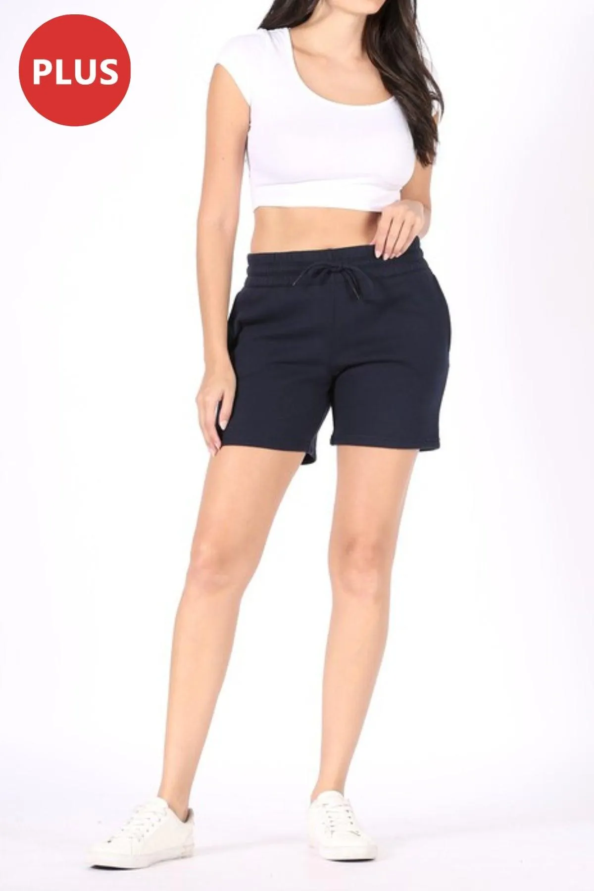 Women's Plus Size Long Fleece Sweat Shorts