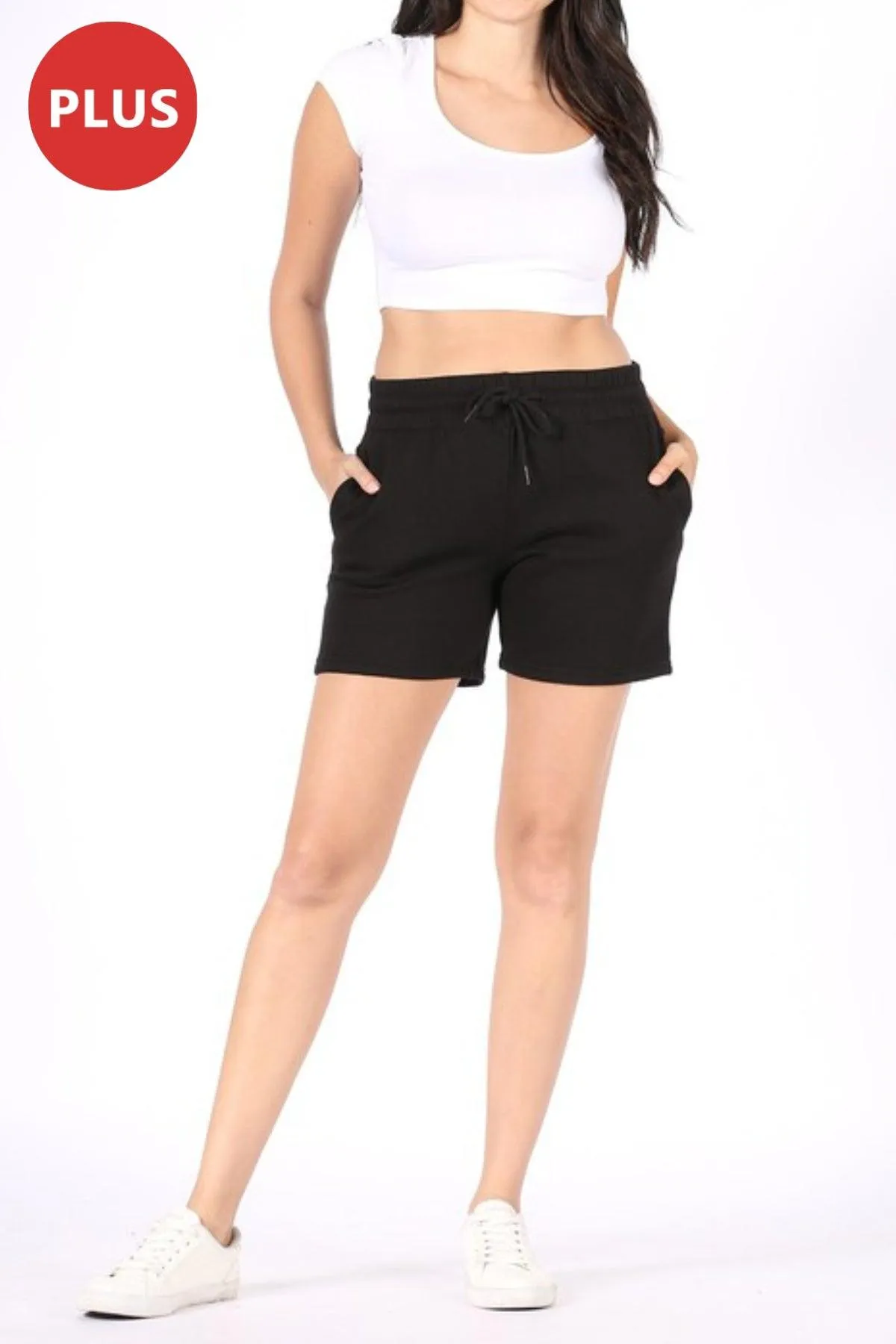 Women's Plus Size Long Fleece Sweat Shorts