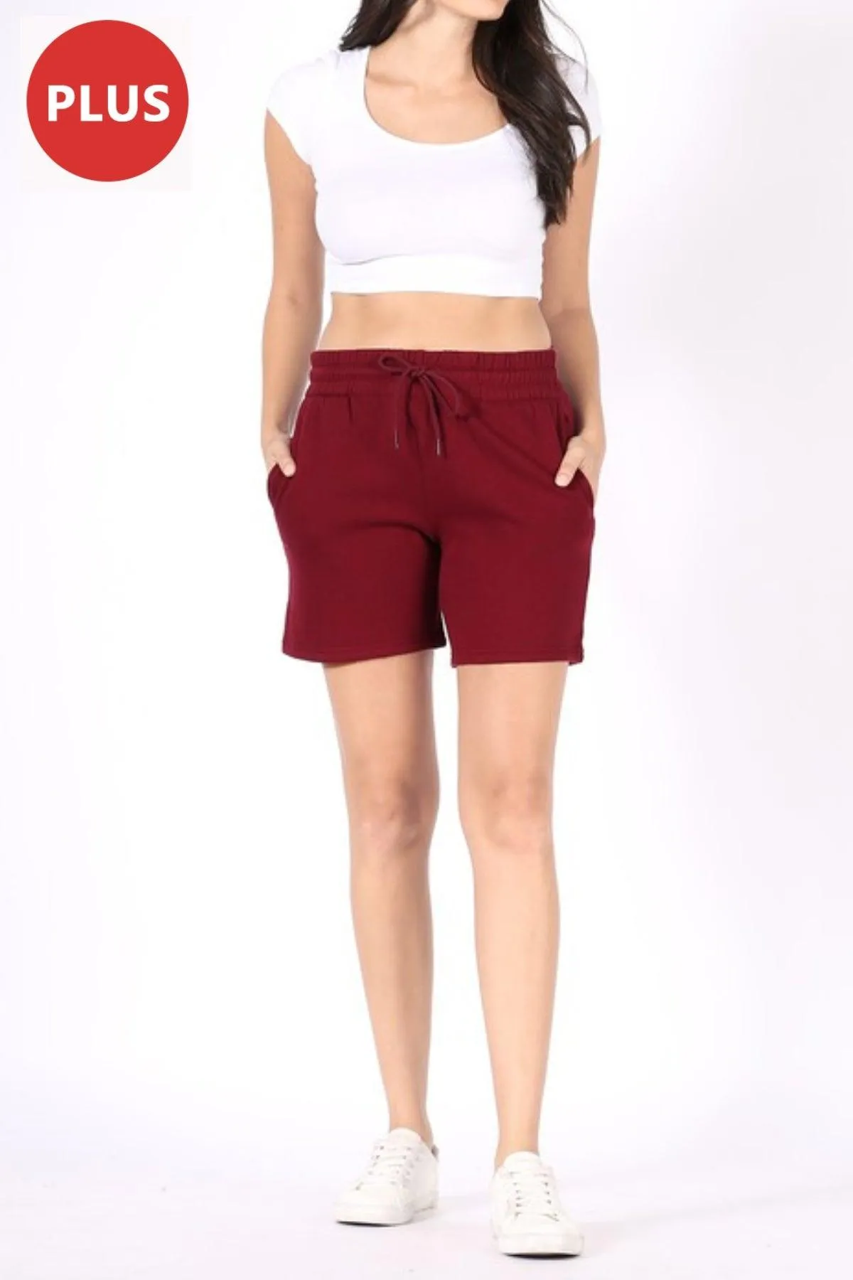 Women's Plus Size Long Fleece Sweat Shorts