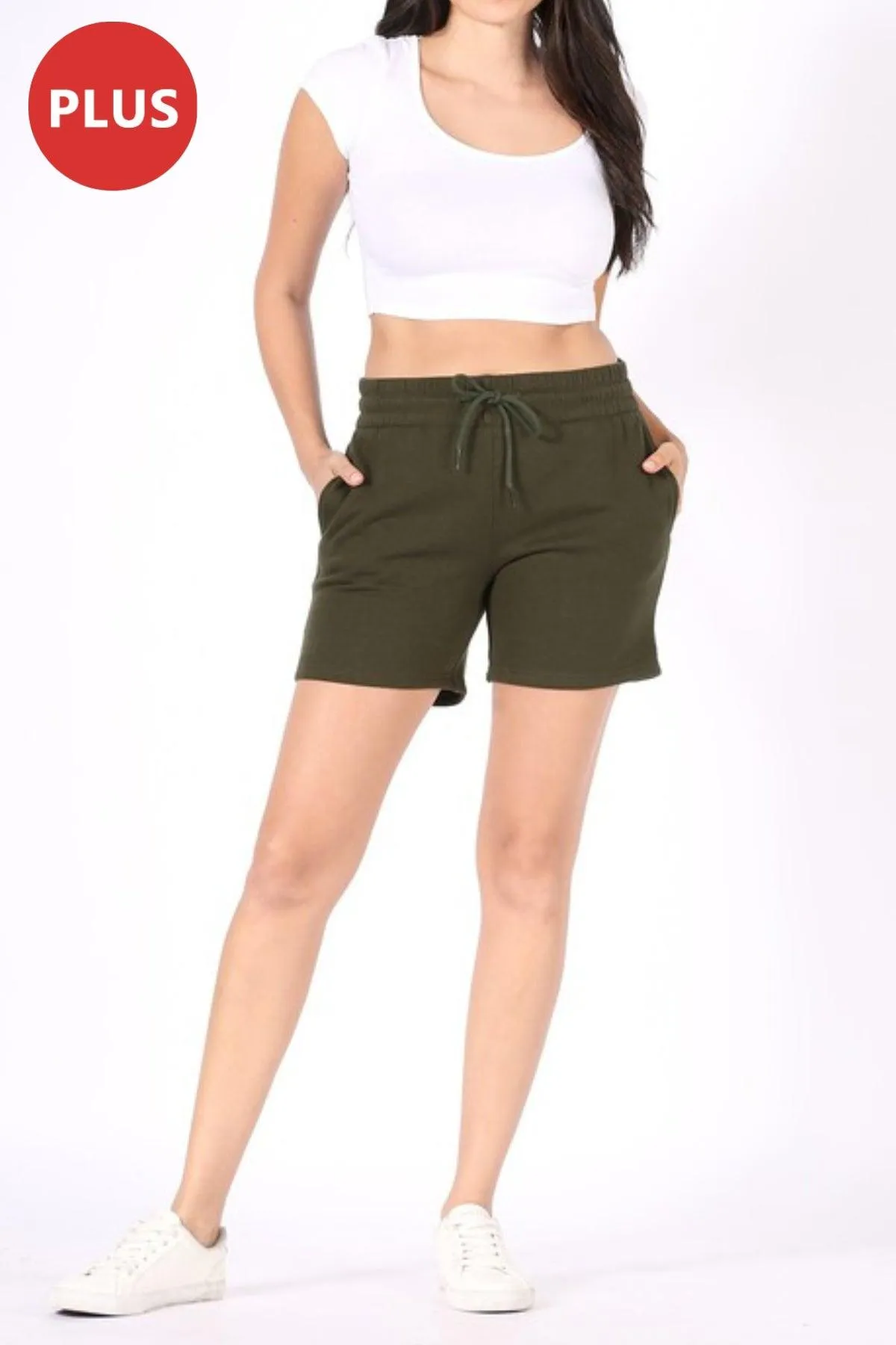 Women's Plus Size Long Fleece Sweat Shorts
