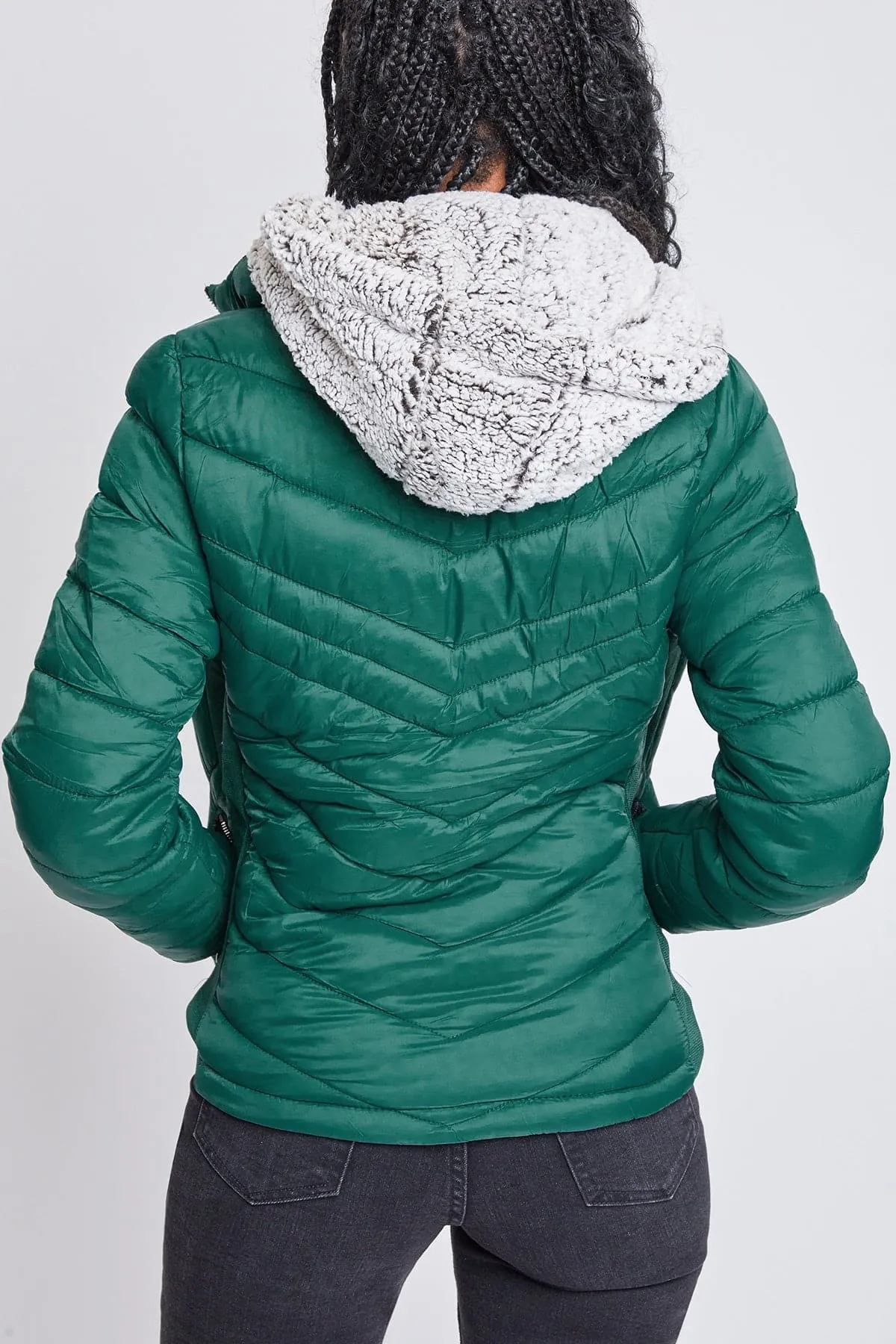 Women's Winter Puffer Jacket with Detachable Fur Hoodie