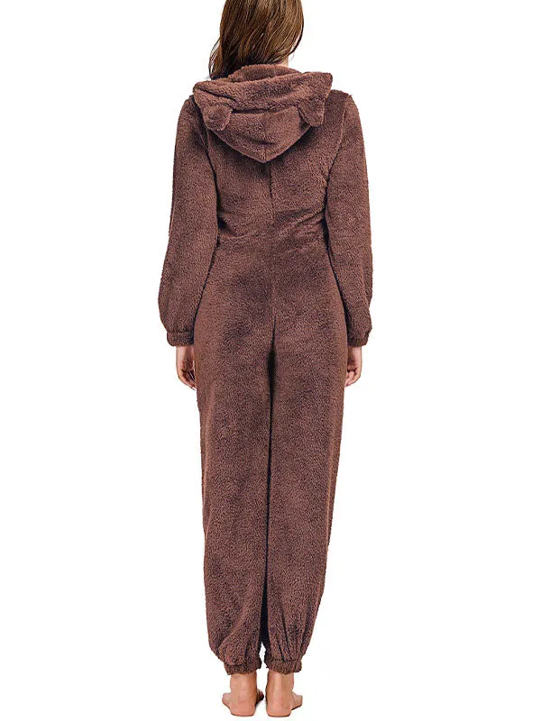 Zip Up Fleece Lounge Jumpsuit