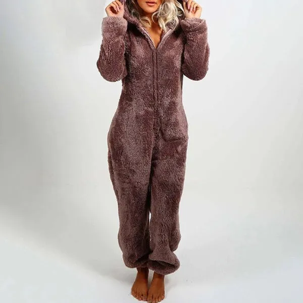 Zip Up Fleece Lounge Jumpsuit