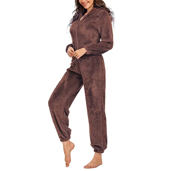 Zip Up Fleece Lounge Jumpsuit