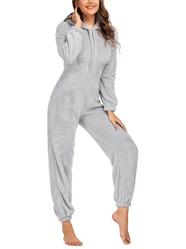Zip Up Fleece Lounge Jumpsuit