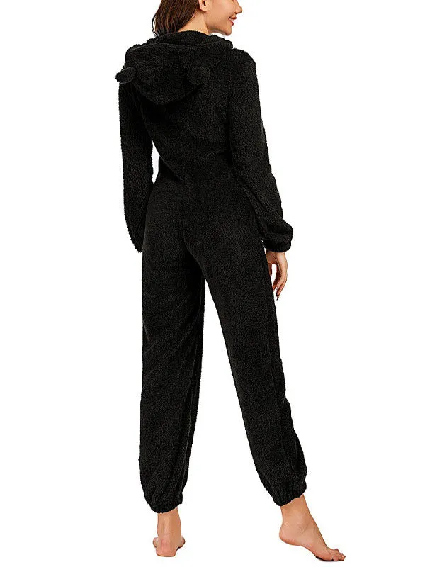 Zip Up Fleece Lounge Jumpsuit