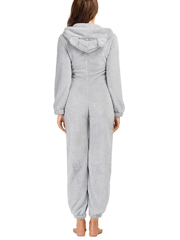 Zip Up Fleece Lounge Jumpsuit