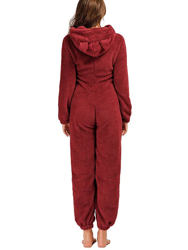 Zip Up Fleece Lounge Jumpsuit