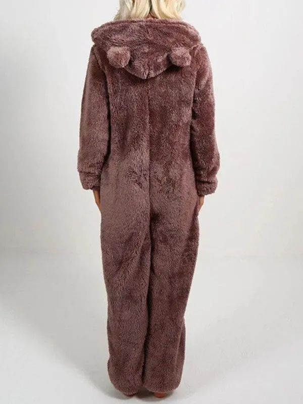 Zip Up Fleece Lounge Jumpsuit