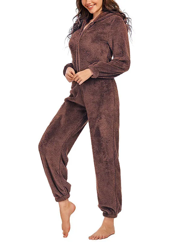 Zip Up Fleece Lounge Jumpsuit